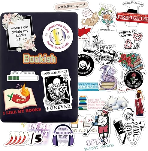Calcomanías de libro, calcomanías para Kindle Bookish, calcomanías estéticas de lectura para funda de Kindle, calcomanías de libro de fantasía disponible en Yaxa Colombia