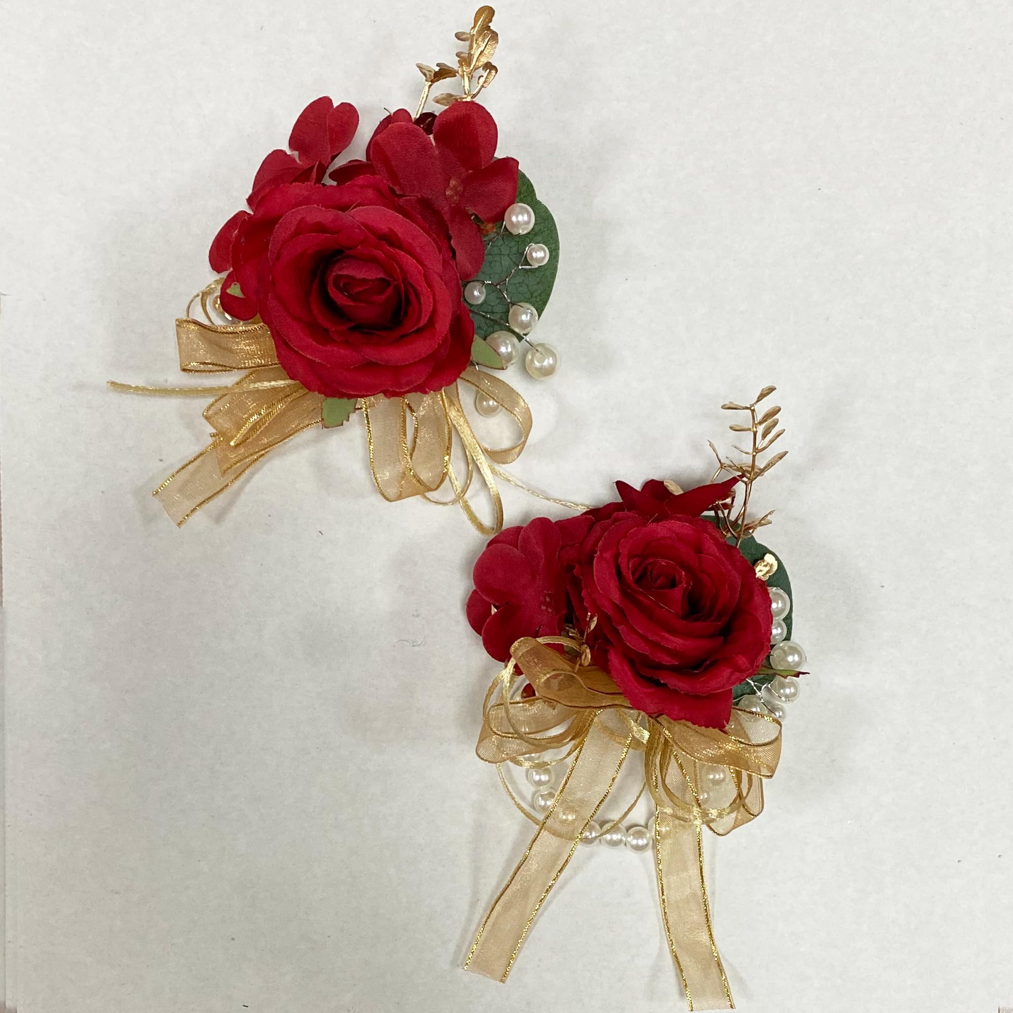 Amazon.com: YOKOKE Gold Corsage and Boutonniere Set for Prom, Rose Gold  Leaves Prom Flowers Wrist Corsage Wristlet and Boutonniere Set for Wedding  Homecoming Dance Decor (Red) : Home & Kitchen