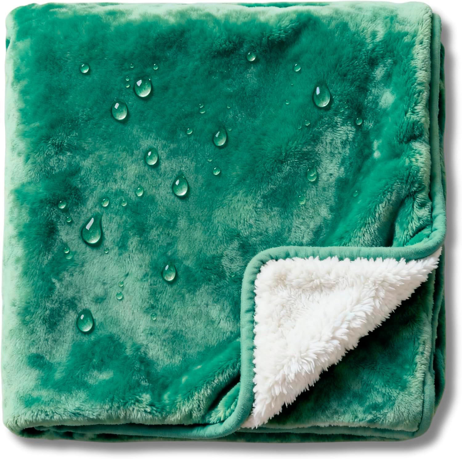 CREW FLX Waterproof Blanket for Bed Intimacy (80"x 60" Queen Size) Reversible Fleece | Sherpa, Love Blanket, Water Proof TPU Stain Proof Couch Furniture Mattress Winter Large Dog Bed Cover - Gray: Green Sherpa Fleece 80 x 60 inch