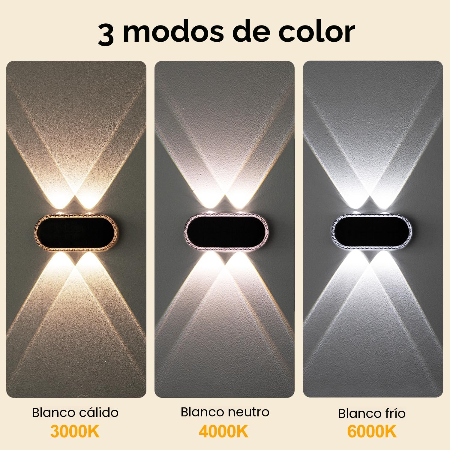 Aplique Solar Exterior Pared: Lámparas Solares Exteriores Arriba y Abajo - IP65 Impermeable Luces Solares Exterior para Jardin Garaje Cerca Muro (4 Piezas)