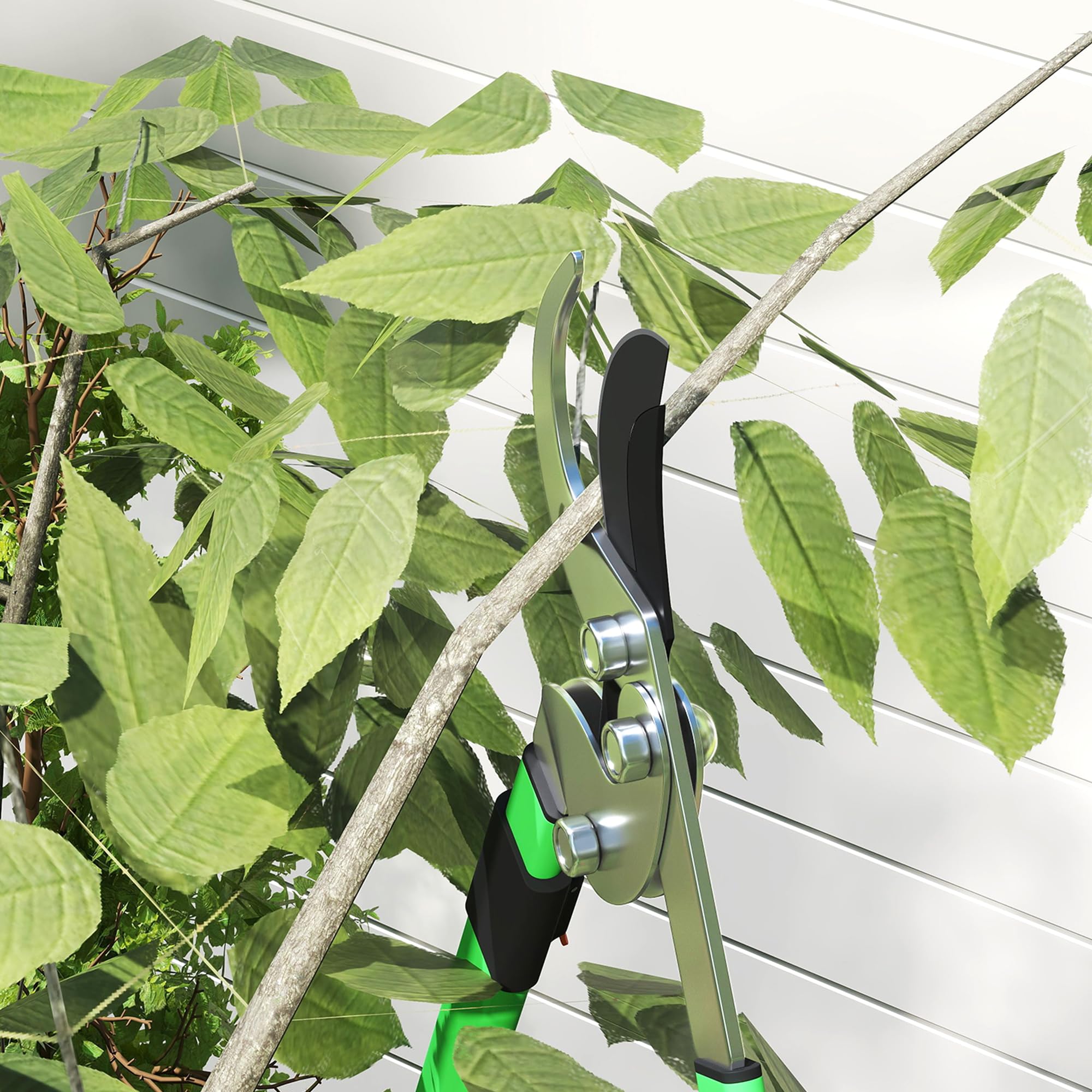 Outsunny Lot de 2 cisailles de jardin, cisaille à haies longueur 63,5-78,5 cm, sécateur à enclume longueur 64,5-90 cm, poignées télescopiques extensibles antidérapant lames polies, vert et noir