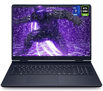 Alienware 16 Aurora Gaming Laptop, Intel 7-240H, 32 GB DDR5 RAM, 1 TB PCIe SSD, 16" WQXGA 2560x1600 120Hz Display, Nvidia G-Force RTX 5060, Backlit Keyboard, W11 Home, Blue