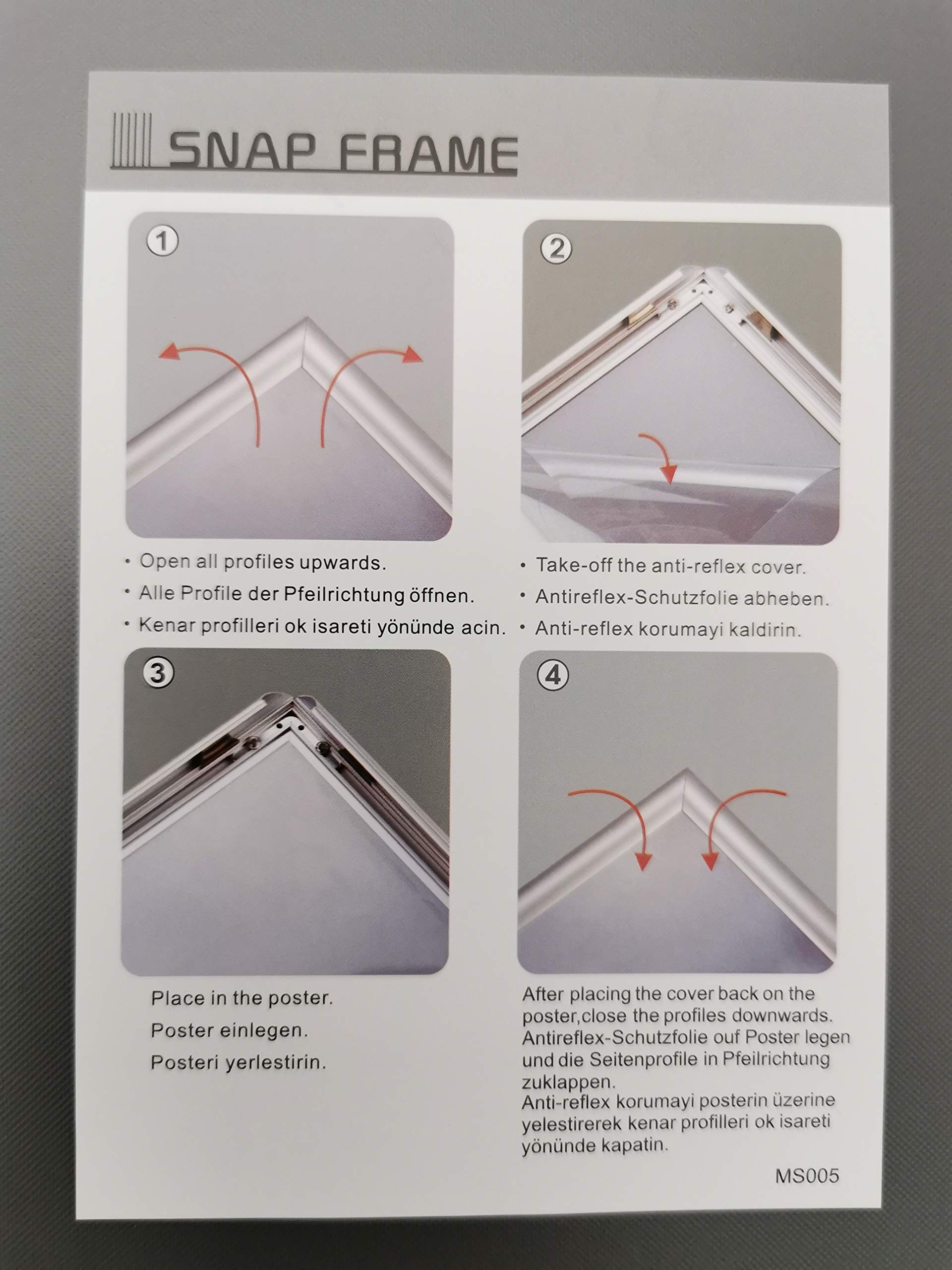 DisplayLager - Cornice a Scatto (Rondo) da 25 mm, Profilo in Alluminio Argento Disco di Protezione antiriflesso e Materiale di Fissaggio (A3)