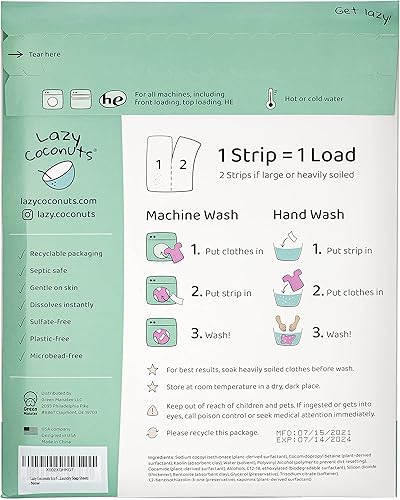 Miniatura 7 de Hojas de detergente para ropa – Sin sulfato – Suave – Para piel sensible, bebé, lavado a mano – Ecológico, natural, hipoalergénico, sin sulfato, sin