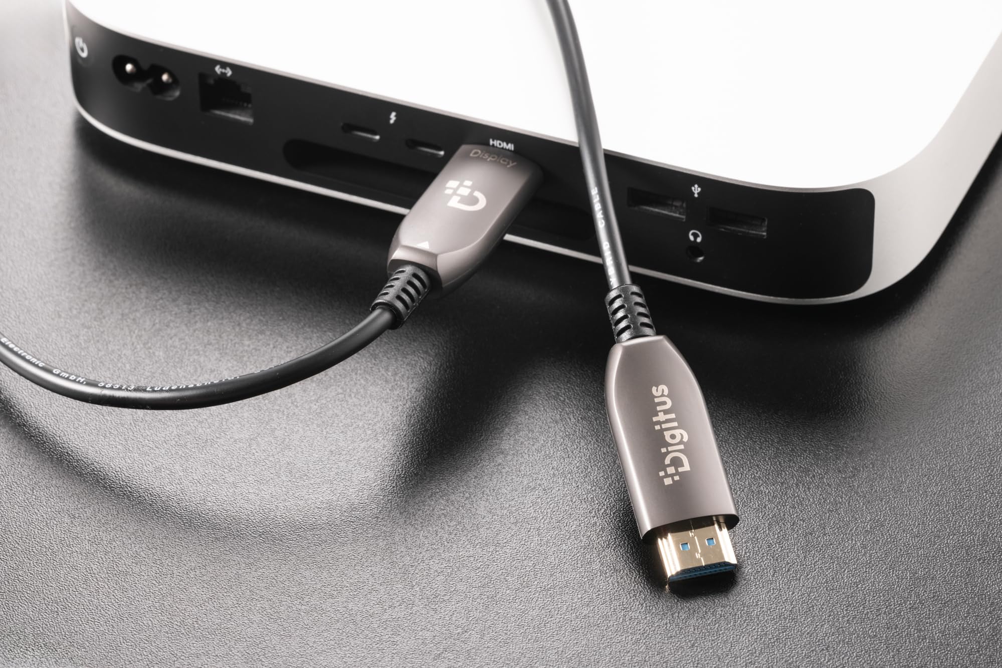 DIGITUS Cable HDMI de fibra óptica – 100 m – UHD 8k 60 Hz 4k 120 Hz | HDMI 2.1 – 48 Gbps – eARC, HDR, HDCP 2.2, CEC – Cable híbrido AOC – Cable HDMI de FO – Negro