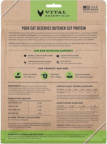 Miniatura 2 de Vital Essentials Alimento crudo liofilizado para gatos, mini puntas de conejo, 8 onzas
