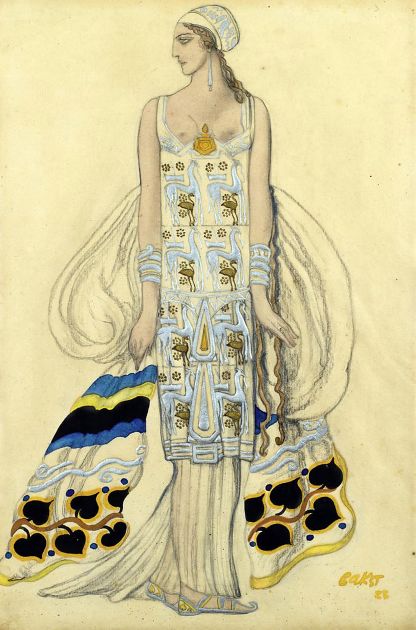 Posteriik No Frame Famous Modern Artwork Art Mural Canvas Painting Picture For Ida Rubinstein In The Play Phaedra By Leon Bakst Oil Paintings Pictures For Home Decor 60X90cm