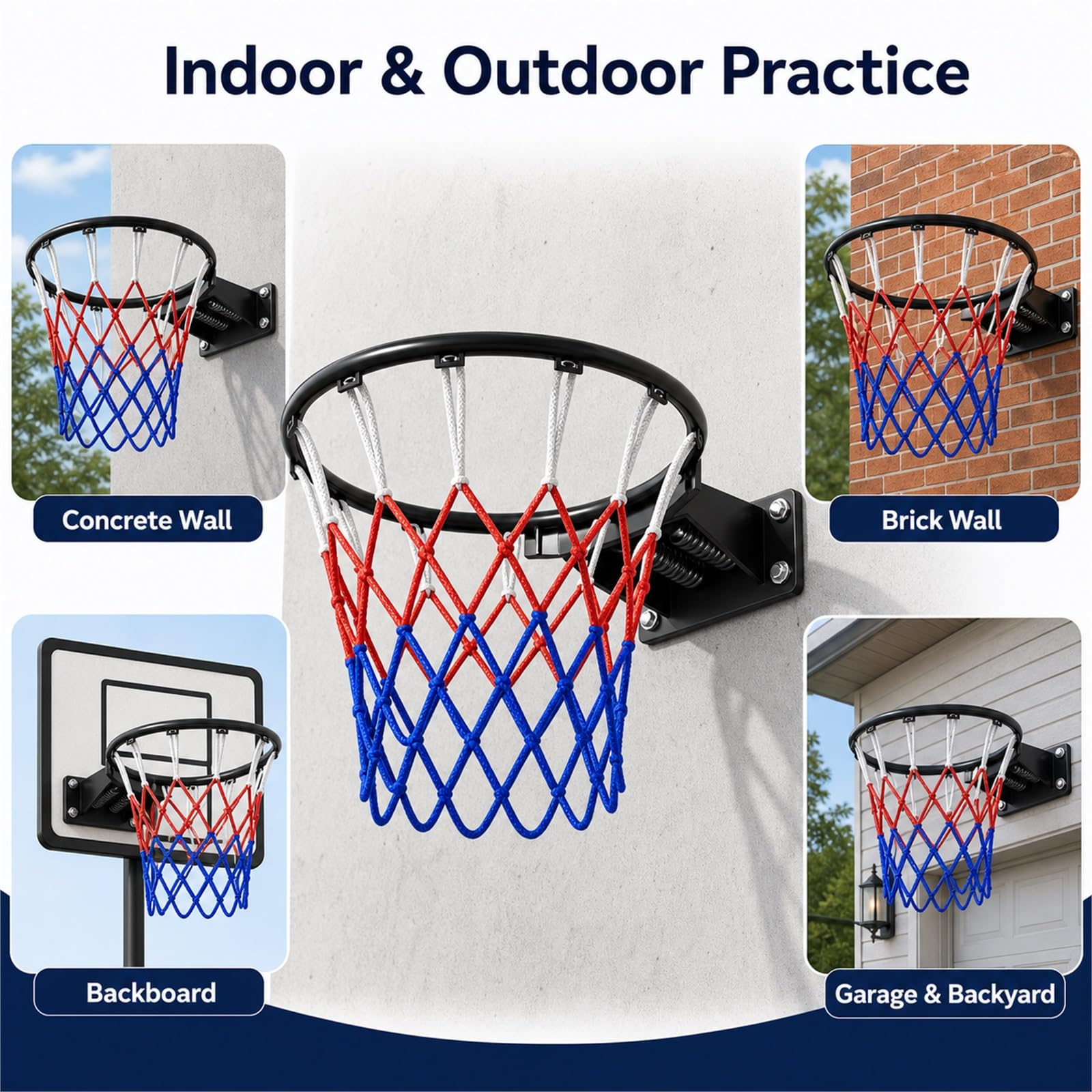 Aro De Baloncesto Montado En La Pared,Canasta De Baloncesto para Montar En La Pared,Resistente A La Intemperie,FáCil De Instalar,para JardíN,Garaje,Escuela Y Campo Deportivo