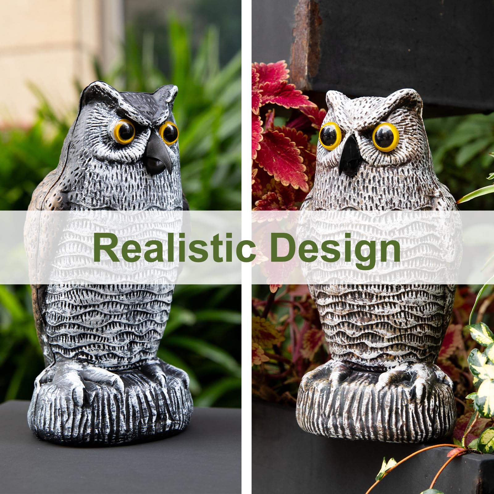 OFFO Pigeon Deterrent,Owl Decoy to Scare Birds Away,Bird Scarers for Gardens,Natural Bird Deterrent Devices for Outdoor Garden,Yard - Image 2