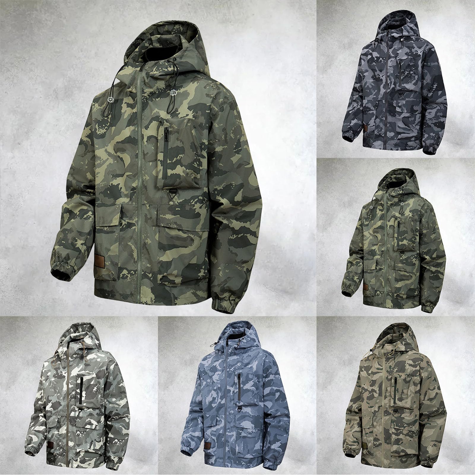 Chaqueta de trabajo softshell camuflaje cortavientos hombre militar ligera con capucha