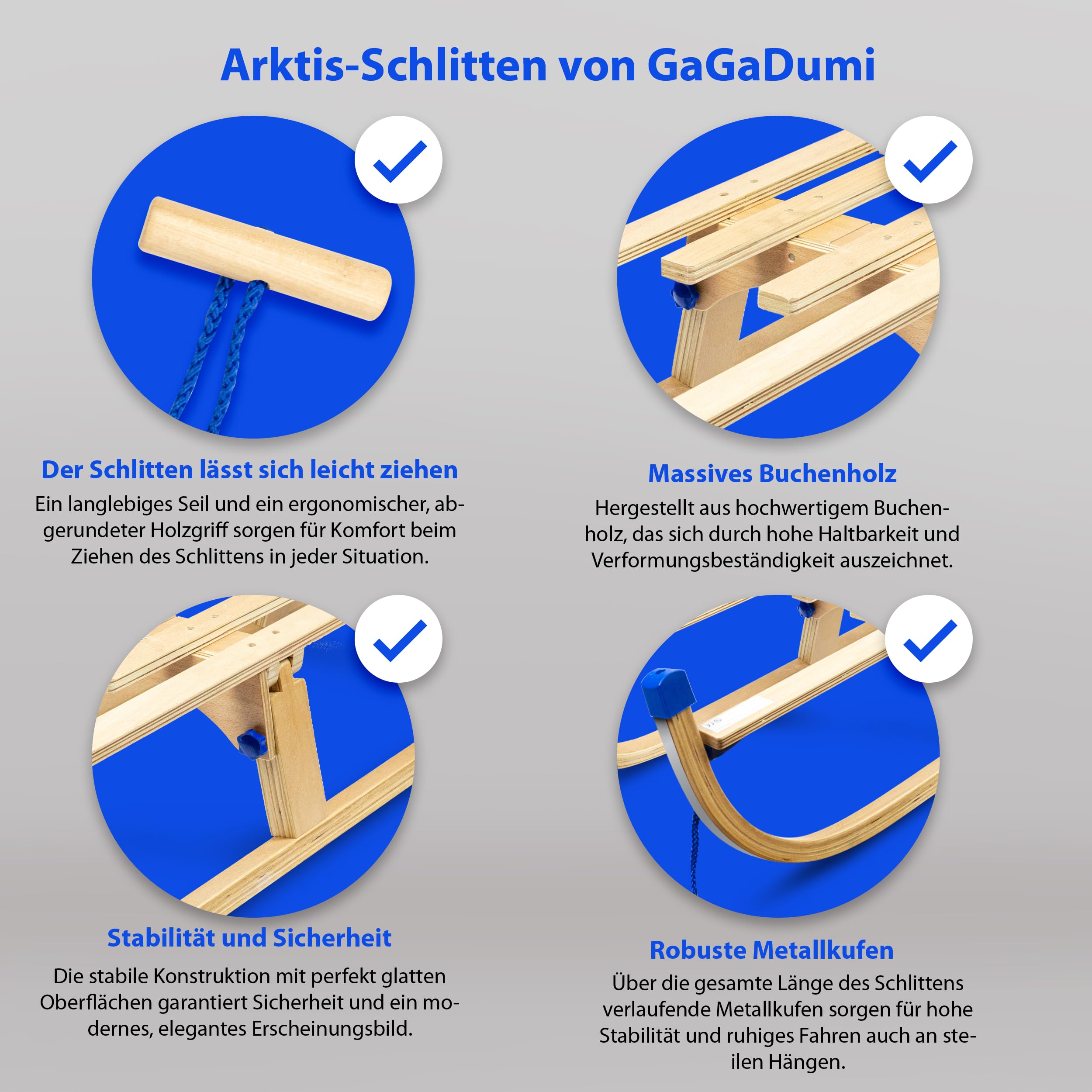 Trineo plegable de madera con respaldo Gagadumi Arctis – Trineo Niños Infantil Resistente y ahorra espacio para el invierno, ideal para diversión en la nieve y aventuras al aire libre