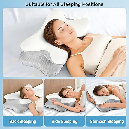 Miniatura 3 de EcoNour Almohada cervical para dormir  Almohadas ergonómicas de espuma viscoelástica para dolor de cuello y hombros  Almohada de contorno para