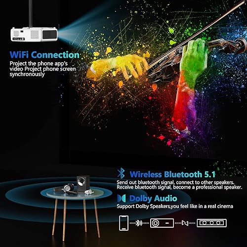 Miniatura 5 de Enfoque automáticoKeystone Proyector inteligente 4K con Android TV.Proyector 1300ANSI 4K+ con WiFi 6 y Bluetooth 5.2. Proyector de cine para el