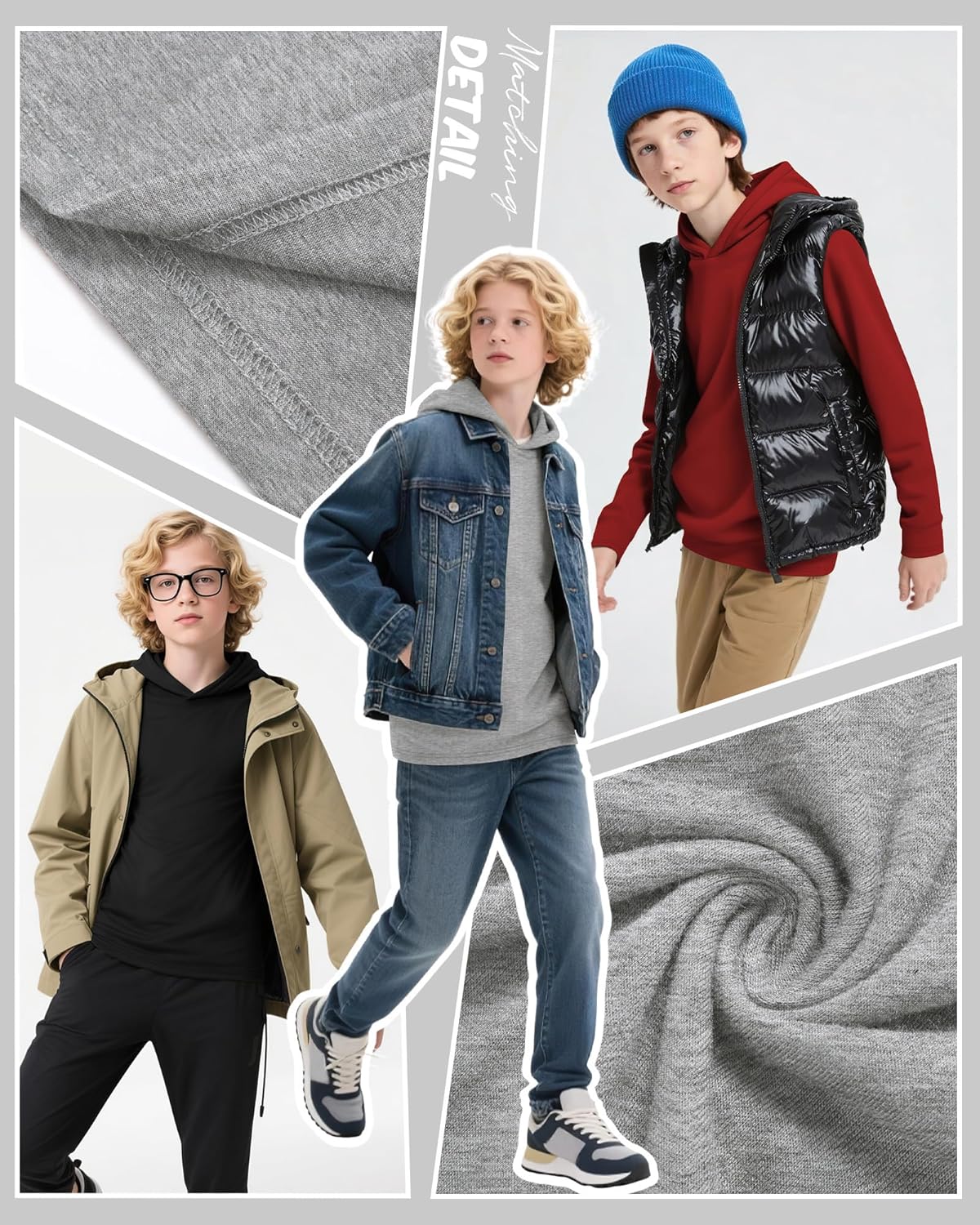 3 Pack Boys Long Sleeve Hoodies Kids Comfy Active Athletic Workout Sweatshirts Casual Pullover Shirts (Ages 6-18) - Image 2