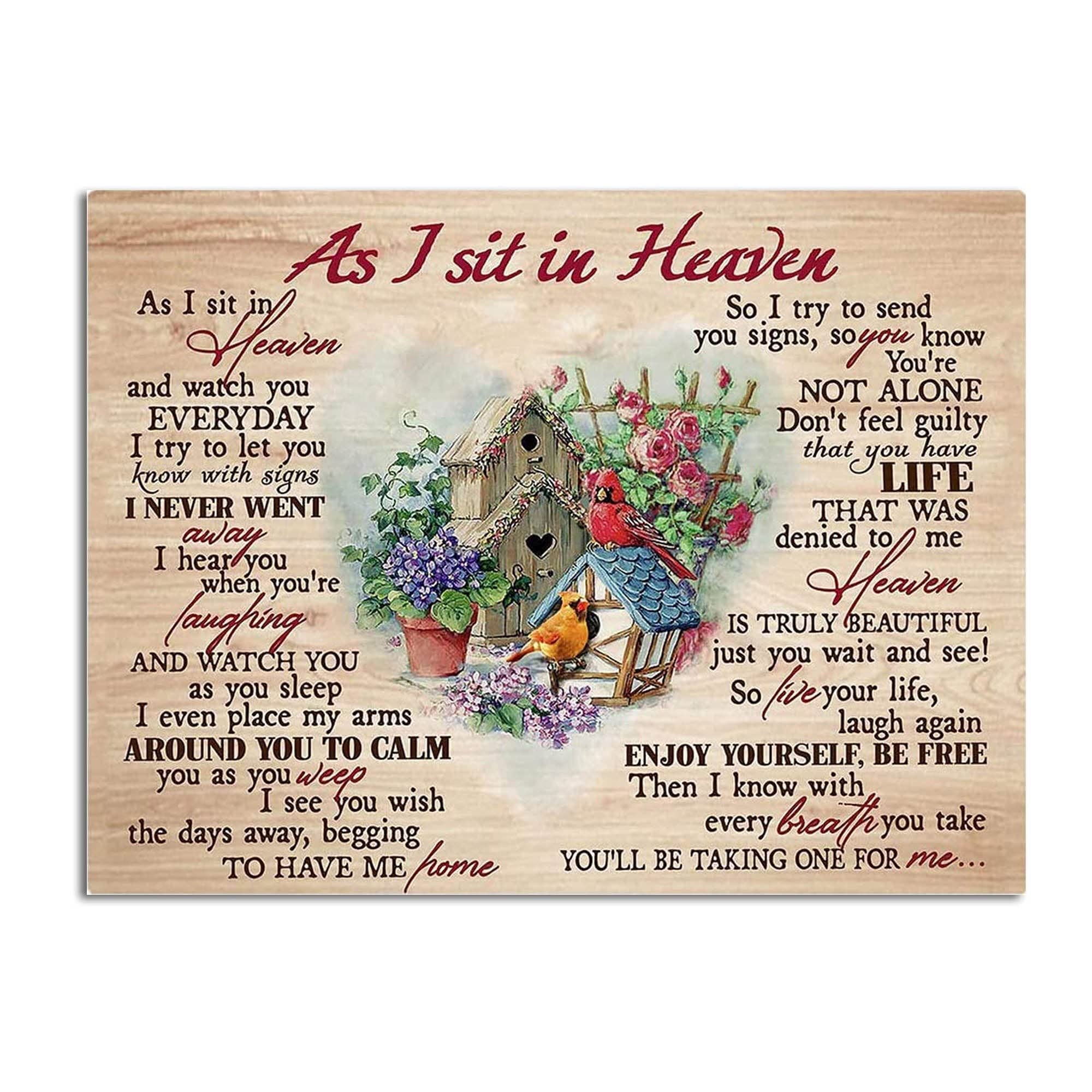 TNNDAs I Sit In Heaven In Loving Memory Memorial Gift Metal Sign Bathroom Decor Vintage Mural 8X12 inches