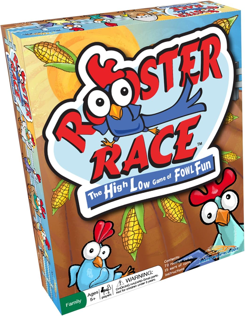 RoosterFin Race Family Board Game – High Low Guessing Game to Improve Memory and Counting with Fun Cards and Yellow Corn for All Ages, Kids and Adults 5 Years and Up