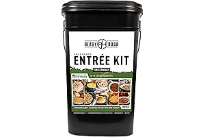 Organic Emergency Food-Premium Meal Entrées with 25 Year Shelf Life and Flood-Safe Container (120 servings)