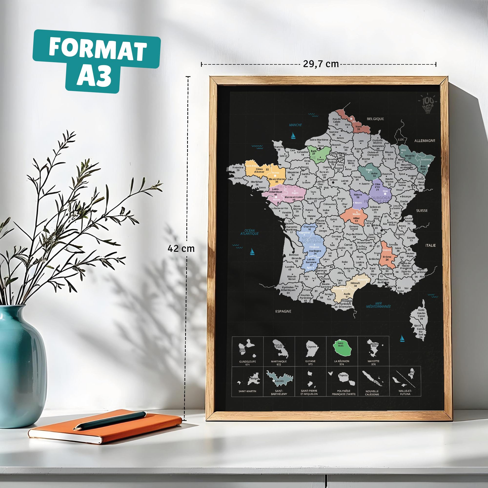 Carte de France - Affiche à gratter