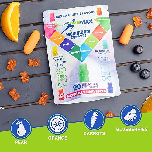 Miniatura 8 de Ashwagandha and Lions Mane - Gomitas de hongos para adultos  Orgánicas  Reishi, Maitake, Chaga, Cordyceps, Shiitake, cola de pavo  Apoyo