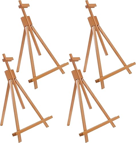 U.S. Art Supply Caballete de mesa de estudio de madera de 31 pulgadas de alto (paquete de 4) – Trípode ajustable para artistas, con capacidad para