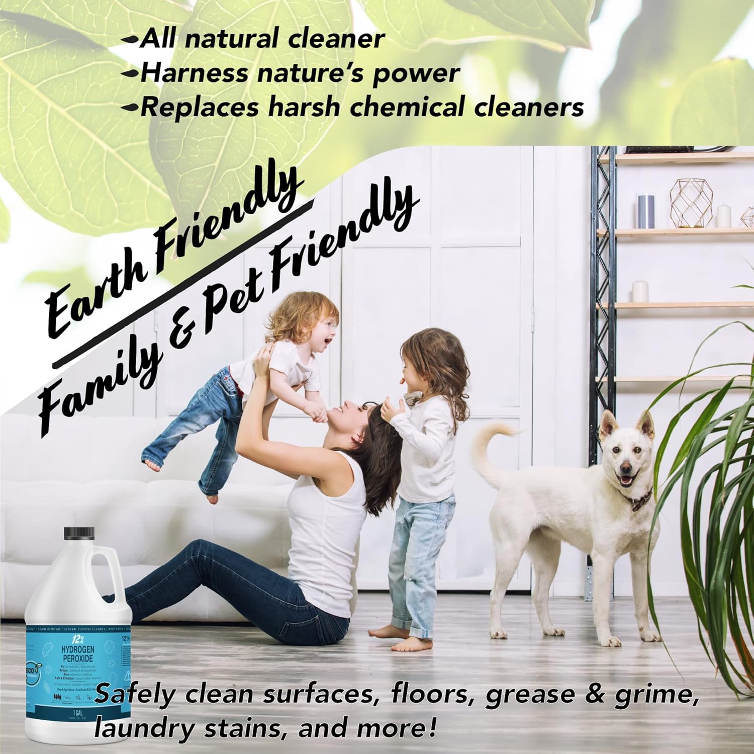 MAXTITE 12% Hydrogen Peroxide Solution - 2 Gallons (Just Food-Grade H2O2 & Water!) - Ecofriendly Natural Cleaning Solution for Kitchen, Bath, Laundry & Home - HDPE Jug w/Child-Safe Cap Made in USA