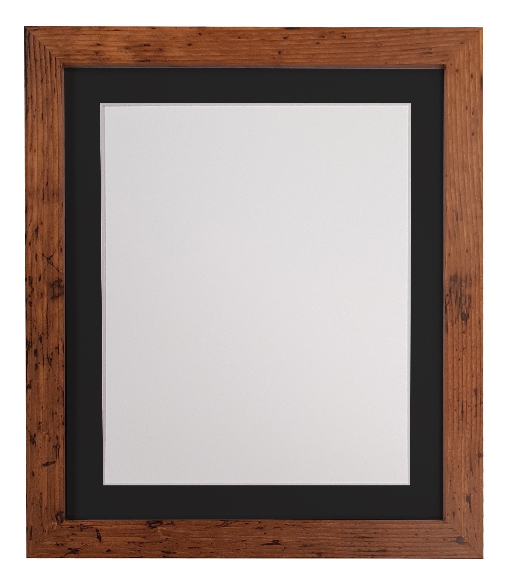 Frames By Post Black Mount H7 Vintage Wood Picture Photo Frame With 40 X 30Cm For Image Size 12 X 10 Inch