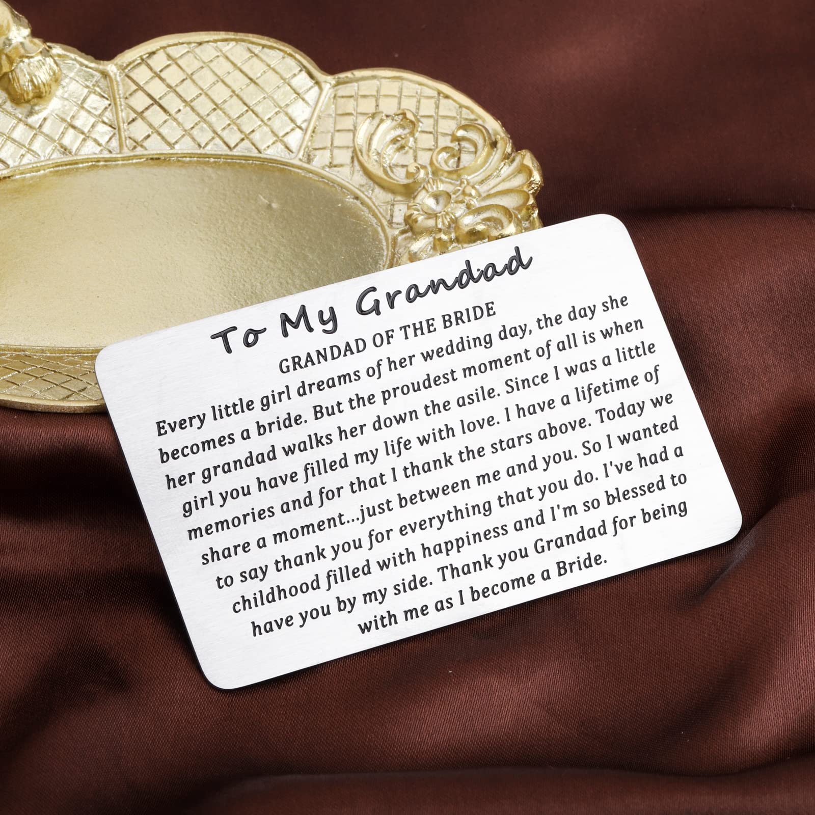 BAUNA Grandad of the Bride Gift To My Grandad on My Wedding Day Wallet Card Grandfather Wedding Gift (Grandad of the Bride Wallet Insert)