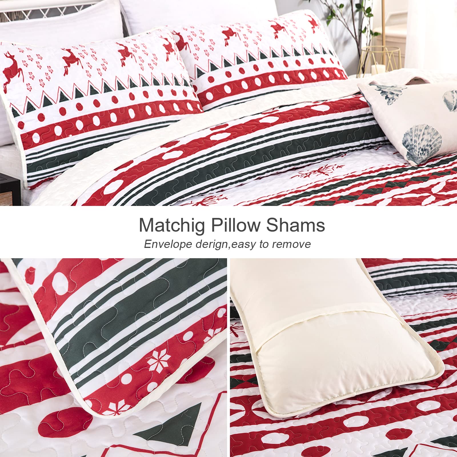 Amazon.com: Christmas Quilt Set Queen 
