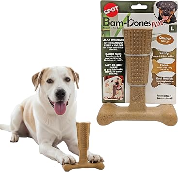 SPOT Bam-Bones Plus T-Bone Dog Chew, Chicken, 7in, 60-90 lb Heavy Chewers