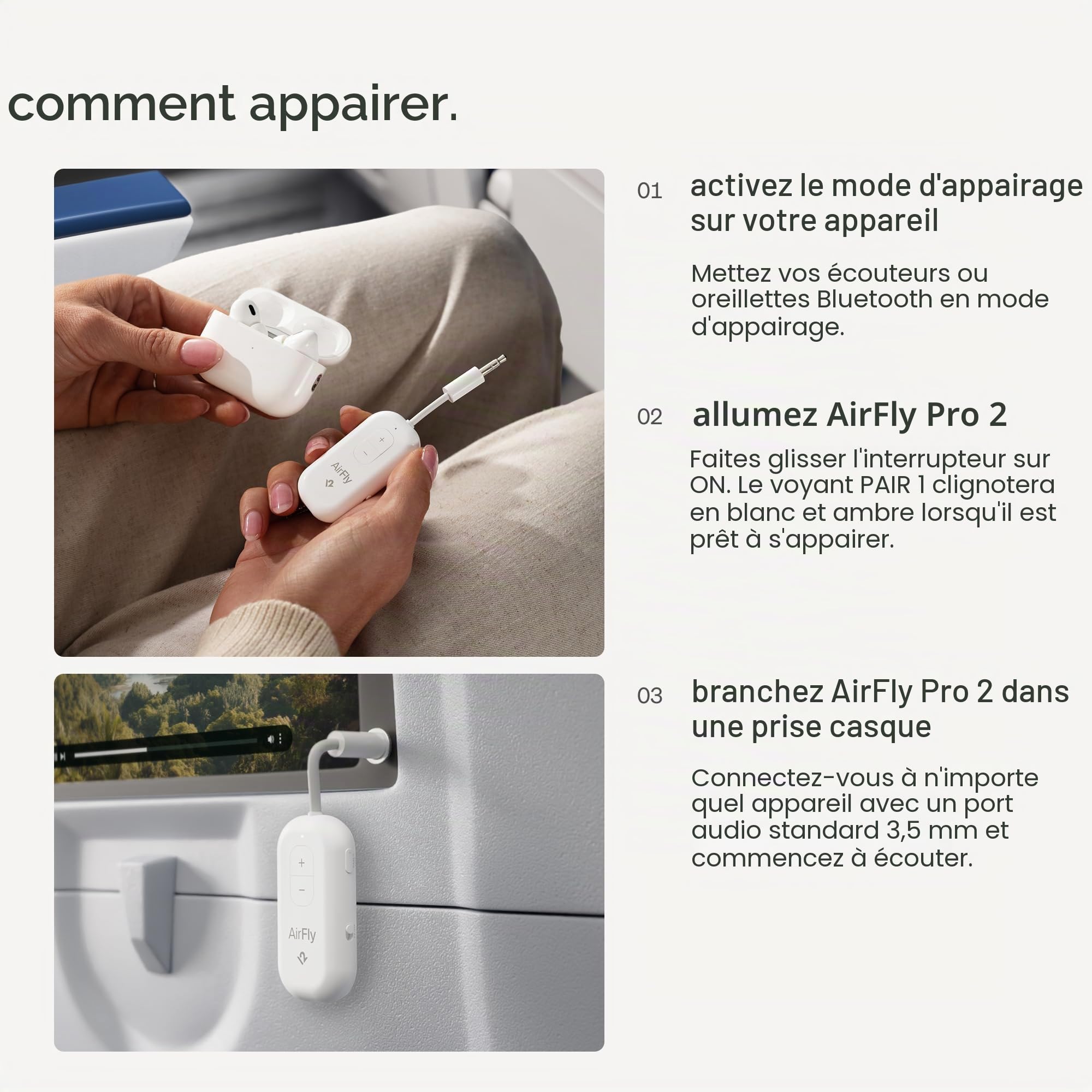Twelve South AirFly Pro 2 Transmetteur/Récepteur Bluetooth 5.0 pour TV/Avion vers 2 Casque sans Fil - Adaptateur sans Fil pour AirPods, Avion, Voiture, Gym, Maison, Utilisation avec n'importe Quelle