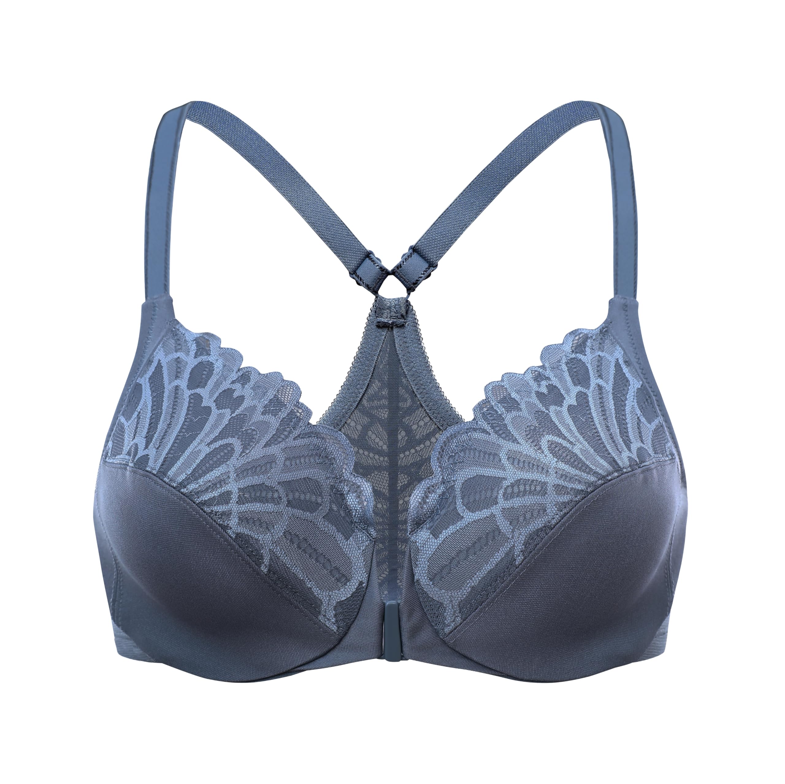 MELENECAWomen's Racerback Front Closure Full Coverage Unlined Plus Size Underwire Bra