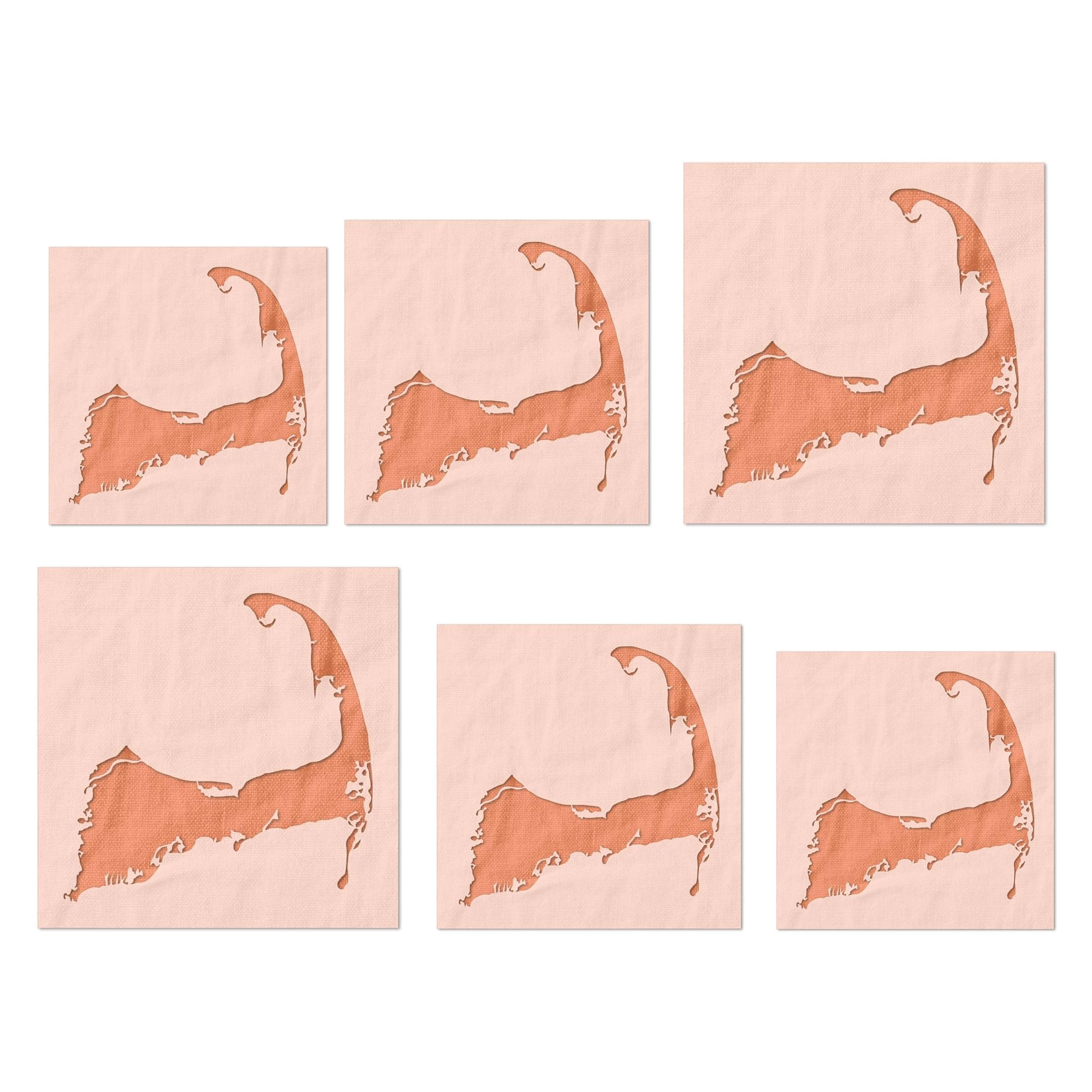 Stencil Stop Plantilla con forma de Cape Cod, reutilizable para proyectos de bricolaje, pintura, dibujo, manualidades, plástico Mylar de 14 mil (2, 3 y 4 pulgadas, 2 de cada uno)