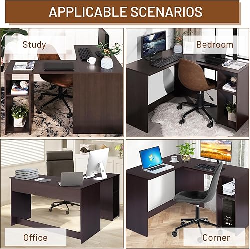 Miniatura 7 de FurnitureR Escritorio para computadora en forma de L de 47.2 pulgadas, para oficina en casa, estudio, escritura, esquina, estación de trabajo de