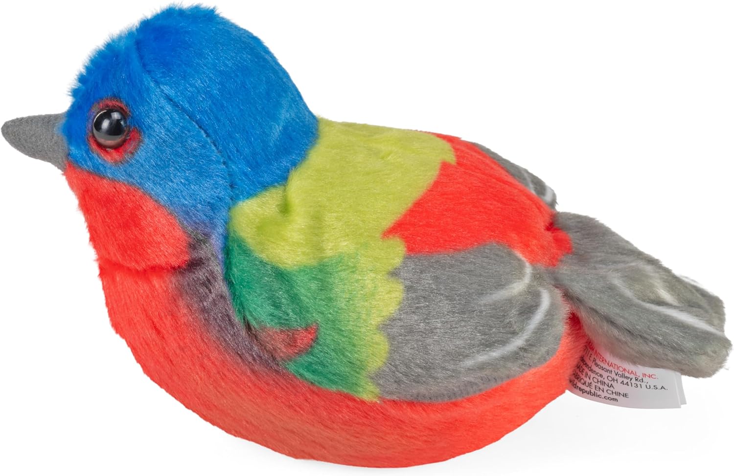 Wild Republic Audubon Birds Painted Bunting Plush with Authentic Bird Sound, Stuffed Animal, Bird Toys for Kids & Birders