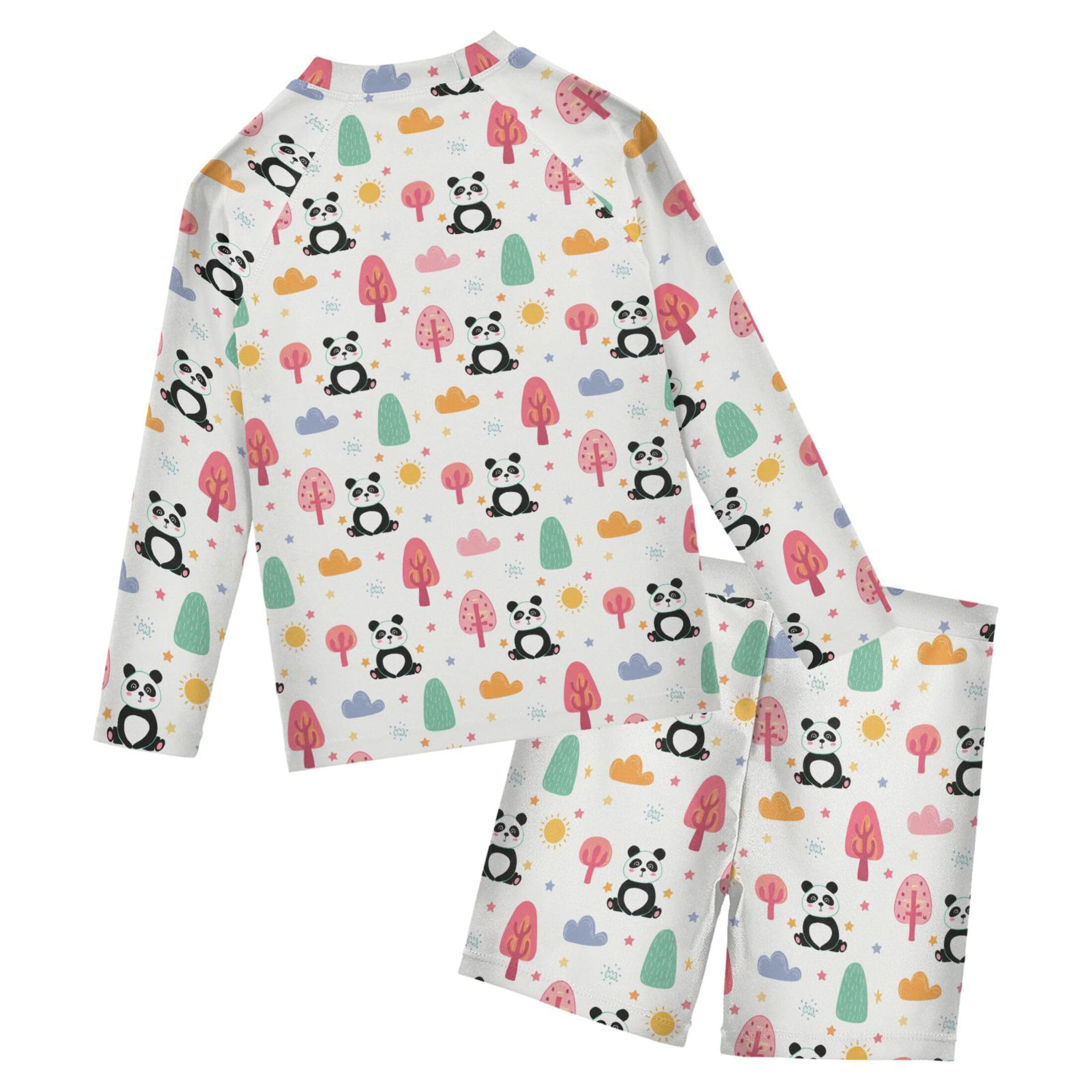Cute Panda Baby Boys' Toddler Long Sleeved Rashguard Swim Bathing Suit Set B0404171