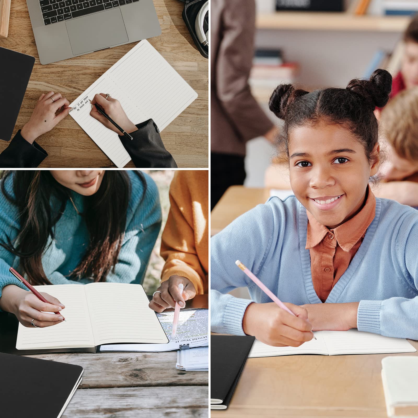 EUSOAR 24 quaderni a righe per college, formato A5, 14 x 21 cm, 60 pagine, copertina morbida, a righe nere, quaderni per scrivere, appunti, appunti, appunti, appunti, per lavoro, scuola, ufficio,
