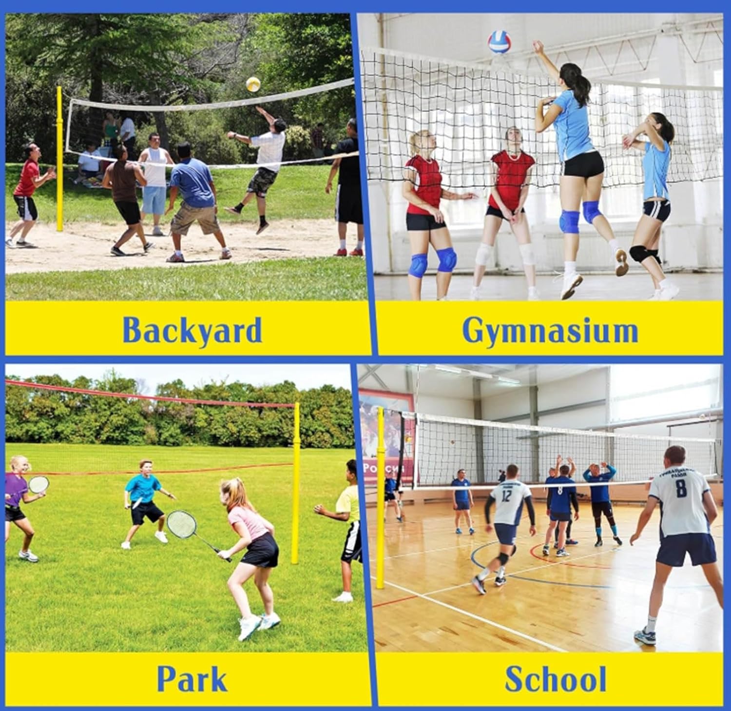 8ft Professional Standard Volleyball Poles,Volleyball Net Set for Backyard,Outdoor Badminton Post,Adjustable Height Poles,for School Outdoor Grass Indoor