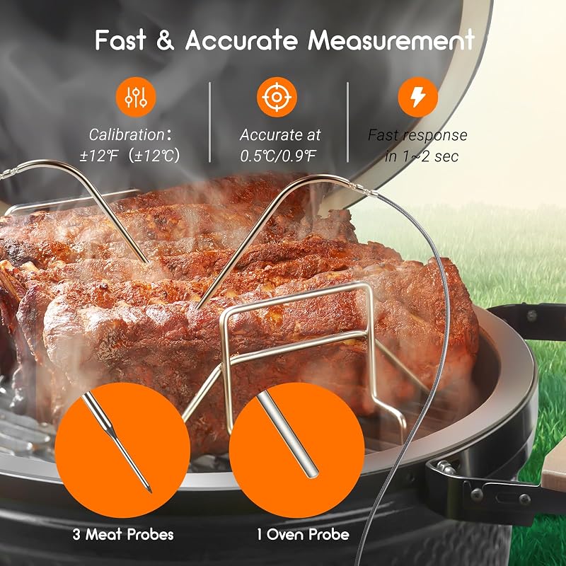 Inkbird Bluetooth grillventilátor Wi-Fi füstöléses hőmérővel 4 szondával Kamado Joe