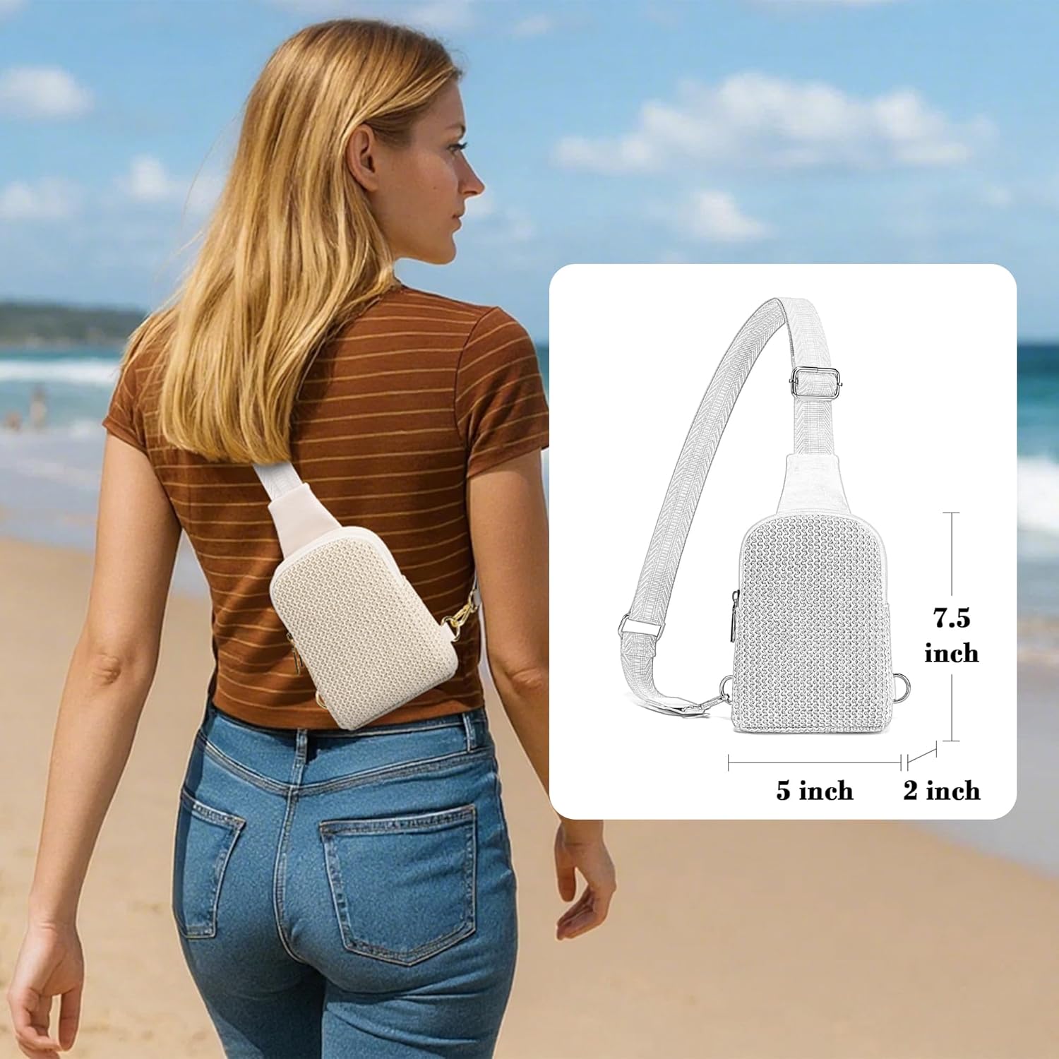 INICAT Small Faux Straw Crossbody Bag for Women, Lightweight Summer Beach Sling Purse for Everyday Errands and Casual Outings