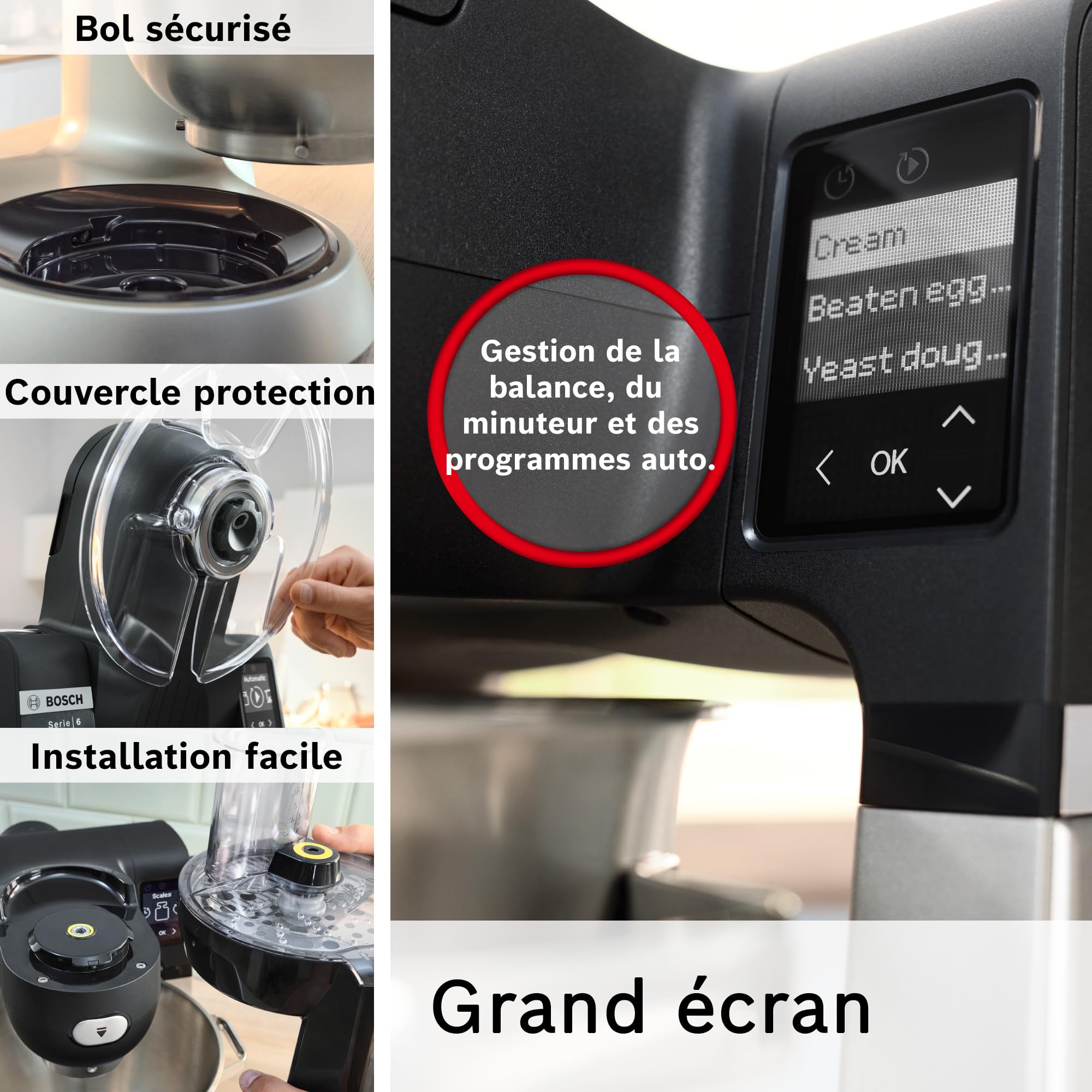 Bosch robot kuchenny seria 6 MUMS6ZS18, 2 miski, waga zintegrowana, automatyczne programy, pokrywka, hak do zagniatania/miotła silikonowa, czarny