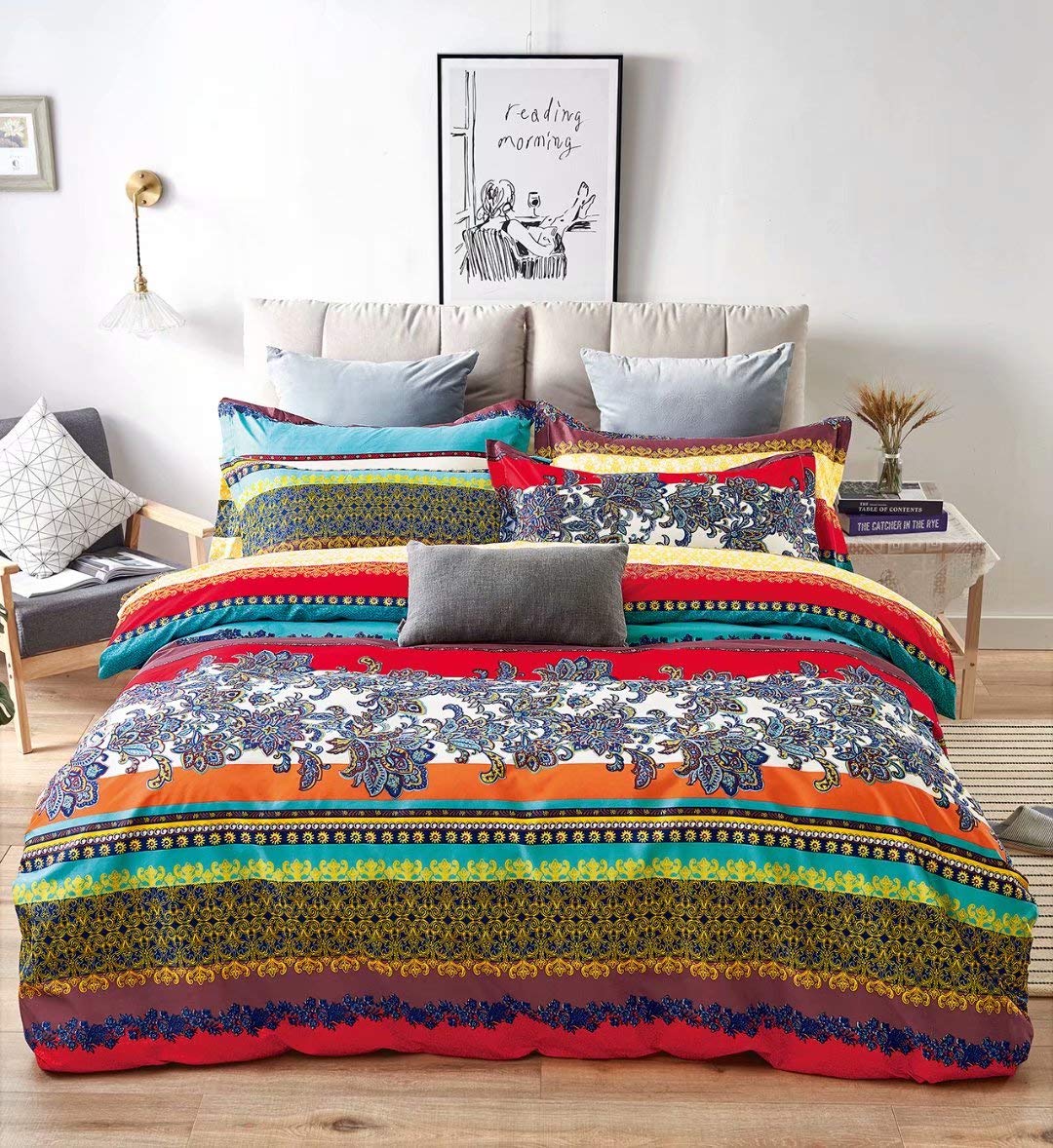 ShatexComforter Twin 2 Piece All Season Bedding Comforters - Ultra Soft Polyester Bohemia Western Pattern - Western XL Twin Comforter Sets for College with 1 Pillow Sham