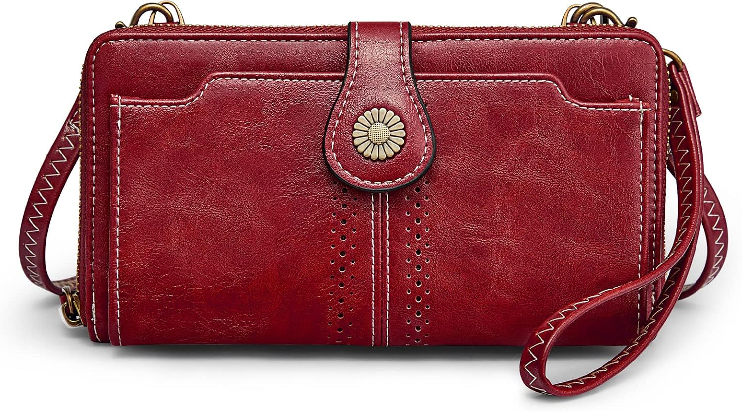 S-ZONE RFID Blocking 6.7 Inch Phone Purse Faux Leather Small Women Crossbody Shoulder Bag Wristlet Wallet 2 Straps