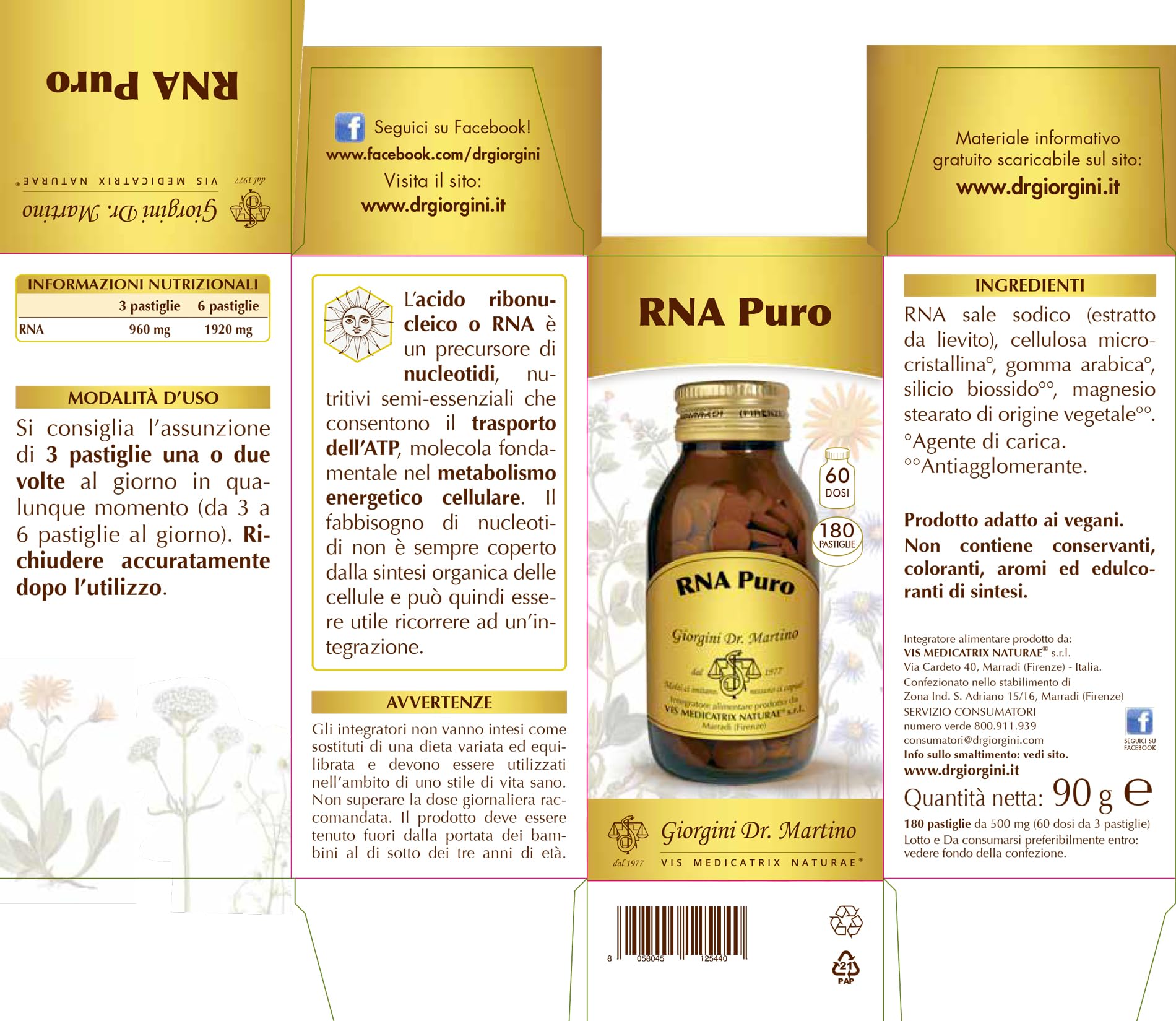 Integratore Giorgini Dr. Martino RNA PURO pastiglie - 90 g