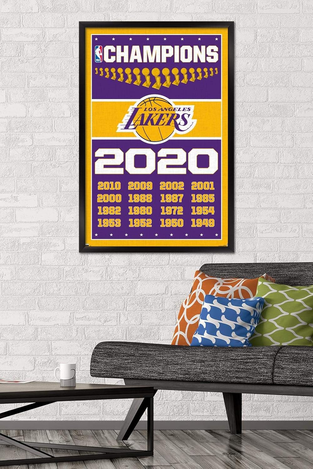 NBA Los Angeles Lakers - Champions 20 Wall Poster, 34L" x 22.4W", Black Framed Version