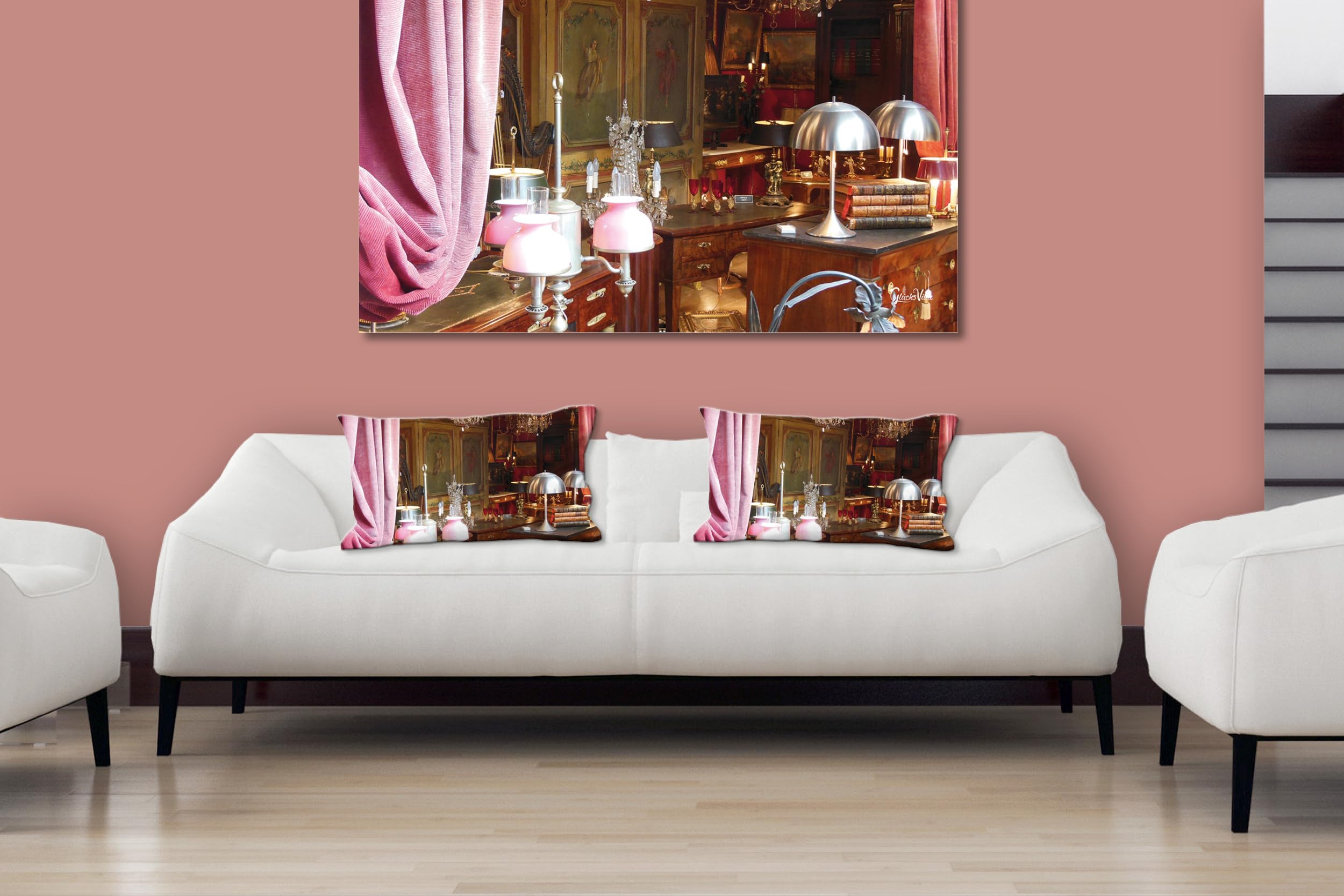 Alte Zeiten - Foto-Kissen-Hülle Set (2 STK.) 80 x 40 cm | Kissen-Bezüge - passend zu Wandbild - Deko-Kissen - Paris Romantik Nostalgie