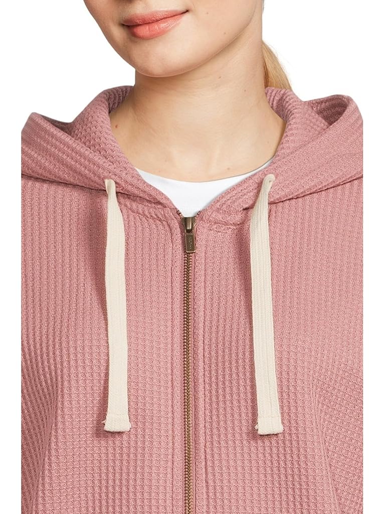 Pink L.L.Bean Birchwood Brushed Waffle Full Zip Hoodie