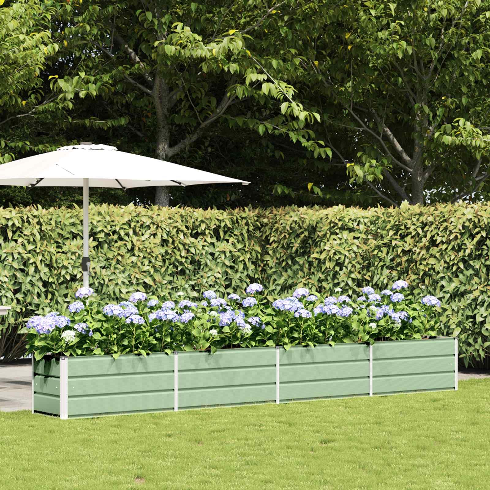 Jardinière vert pastel 385 cm en acier au design industriel épuré résistant aux UV