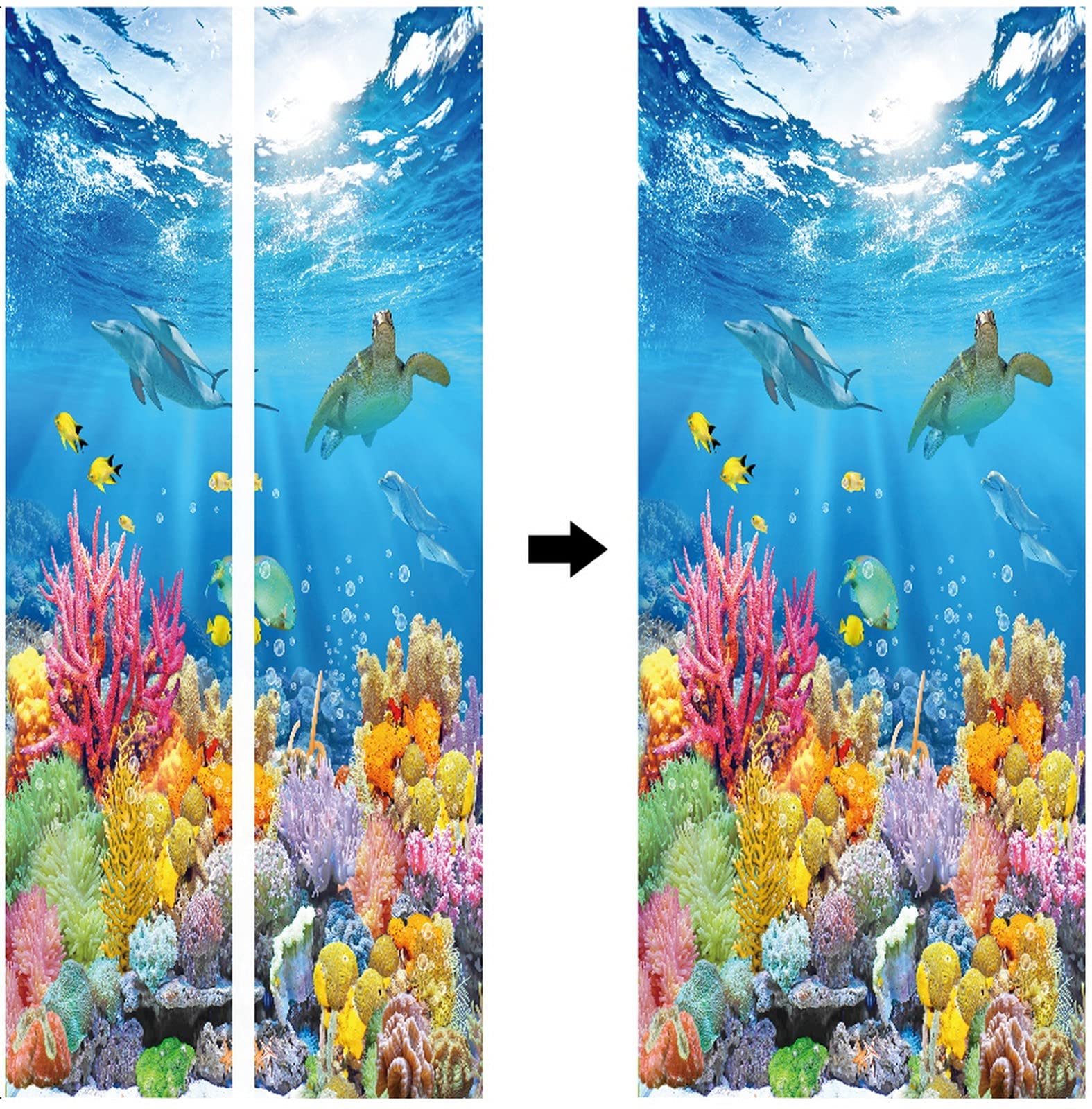 A.Monamour Adesivo Porta Autoadesiva Mondo Marino Sottomarino Pesce Tropicale Barriera Corallina Delfino Tartaruga Vinile PVC Adesivi per Porte 3D Pellicola Adesiva Poster Sticker Murale Parete