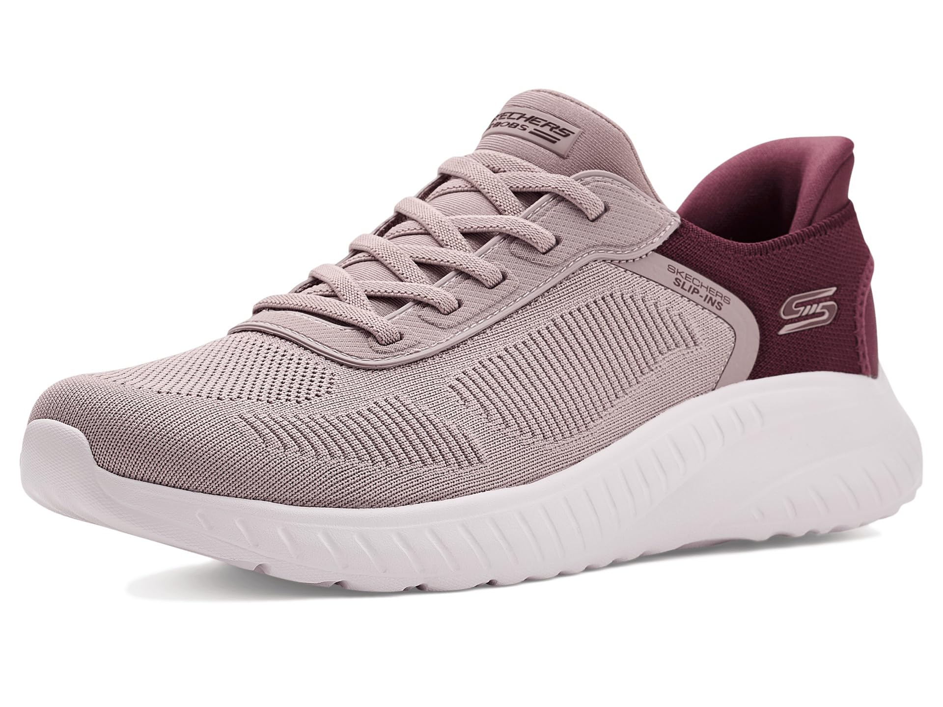 Skechers Women's Bobs Squad Chaos Current Muse Slip-in Trainers, Light Mauve Textile, 4.5 UK