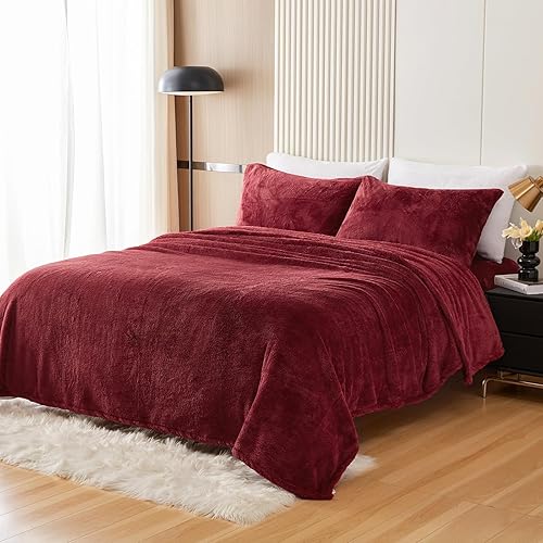 Miniatura 7 de YIYEA Juego de sábanas para cama individual  Juego de sábanas de franela de pelo sintético ultrasuave de lujo  Sábanas de vellón lanudo mullido